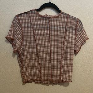 Mesh Inside-out Seamed Crop Top